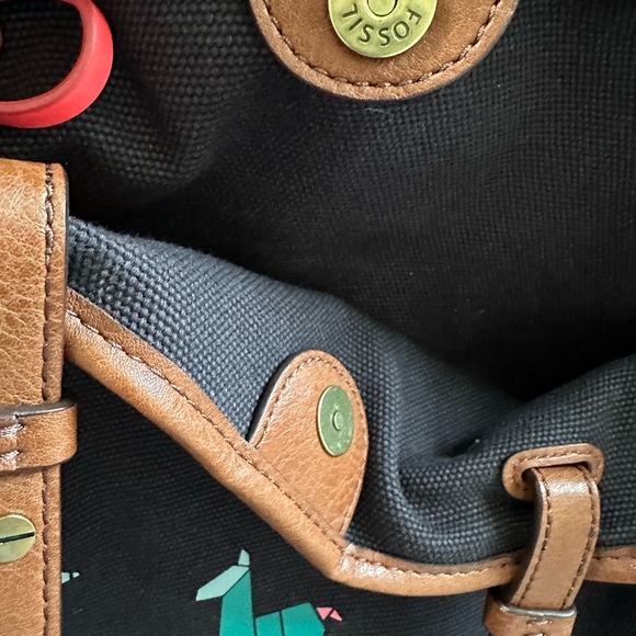 Fossil Origami Llama Print Canvas Shoulder Bag/ Tote - Picture 10 of 11